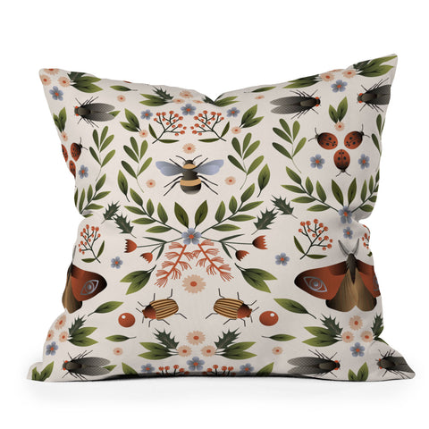 Emanuela Carratoni Bugs Secret Life Throw Pillow