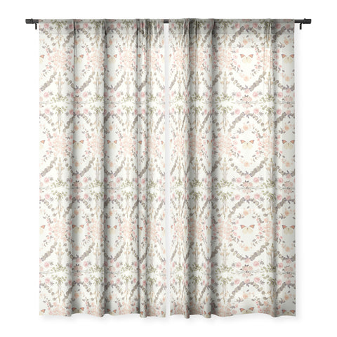 Emanuela Carratoni Butterfly Spring Theme Sheer Window Curtain
