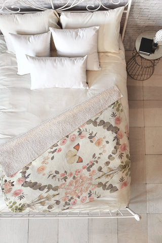 Emanuela Carratoni Butterfly Spring Theme Fleece Throw Blanket