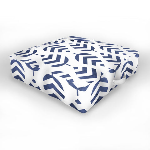 Emanuela Carratoni Chevron Foliage Pattern Outdoor Floor Cushion