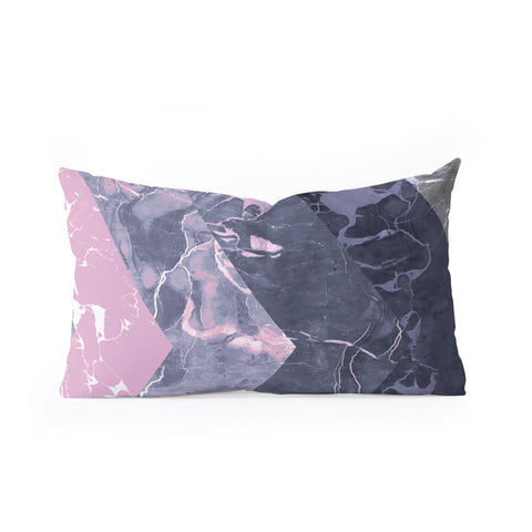 Emanuela Carratoni Chevron Marble Texture Oblong Throw Pillow