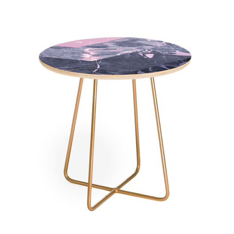 Emanuela Carratoni Chevron Marble Texture Round Side Table