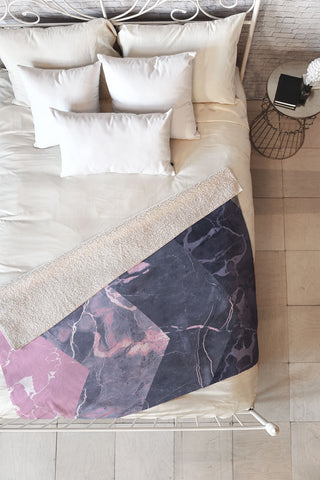 Emanuela Carratoni Chevron Marble Texture Fleece Throw Blanket