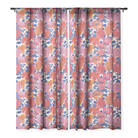 Emanuela Carratoni Chinese Moody Blooms Sheer Window Curtain