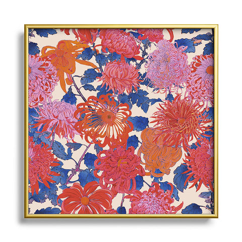 Emanuela Carratoni Chinese Moody Blooms Square Metal Framed Art Print