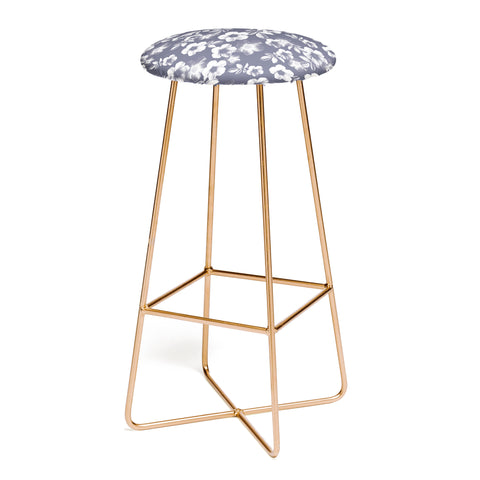 Emanuela Carratoni Classic Blue Floral Theme Bar Stool