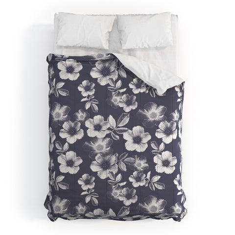 Emanuela Carratoni Classic Blue Floral Theme Comforter