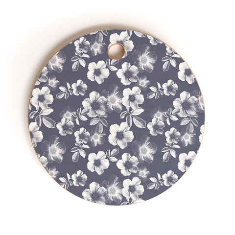 Emanuela Carratoni Classic Blue Floral Theme Cutting Board Round