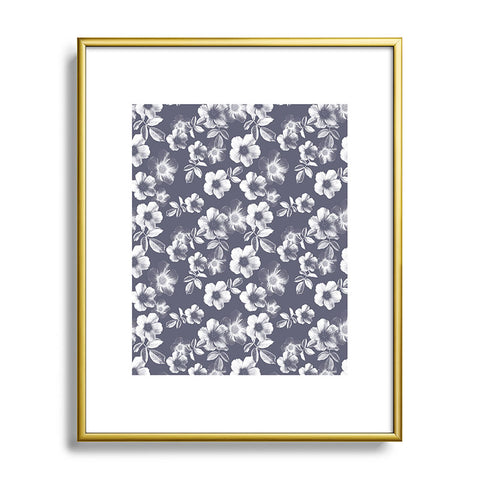 Emanuela Carratoni Classic Blue Floral Theme Metal Framed Art Print