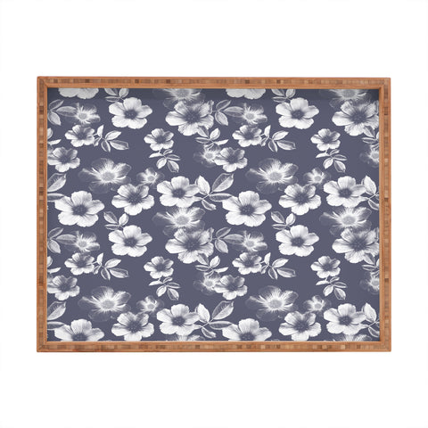 Emanuela Carratoni Classic Blue Floral Theme Rectangular Tray