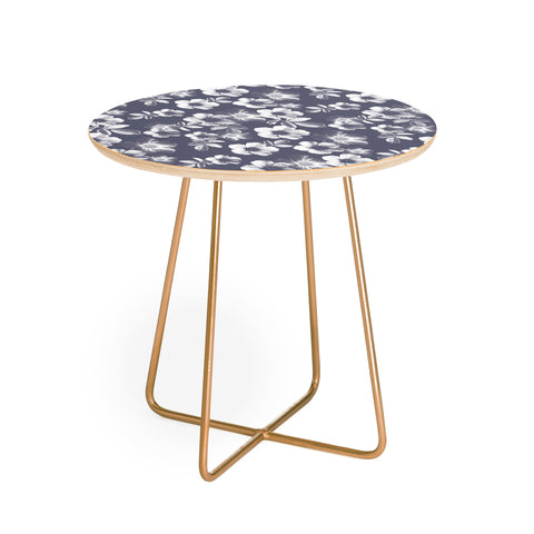 Emanuela Carratoni Classic Blue Floral Theme Round Side Table