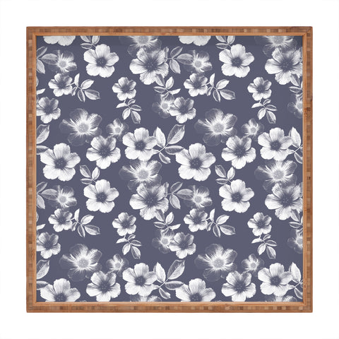 Emanuela Carratoni Classic Blue Floral Theme Square Tray