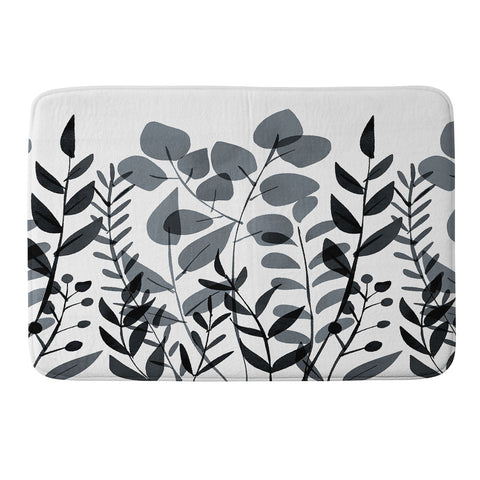 Emanuela Carratoni Classic Blue Leaves Memory Foam Bath Mat