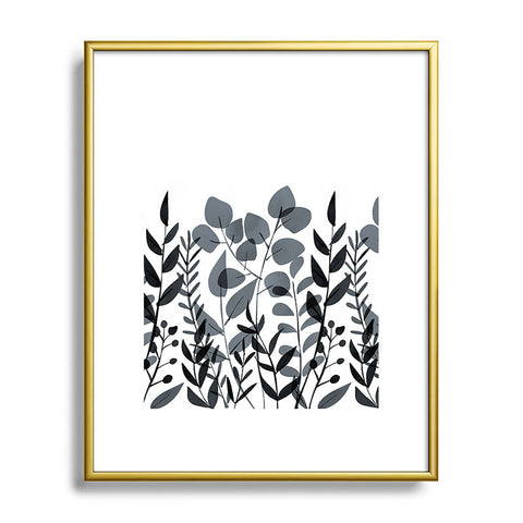 Emanuela Carratoni Classic Blue Leaves Metal Framed Art Print