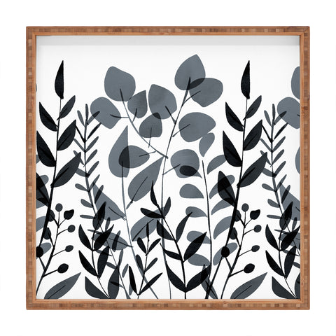 Emanuela Carratoni Classic Blue Leaves Square Tray