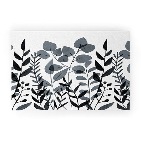 Emanuela Carratoni Classic Blue Leaves Welcome Mat