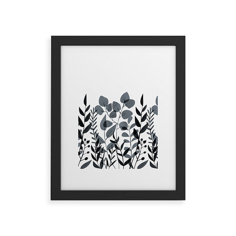 Emanuela Carratoni Classic Blue Leaves Framed Art Print