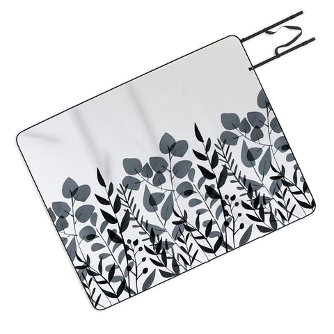 Emanuela Carratoni Classic Blue Leaves Picnic Blanket