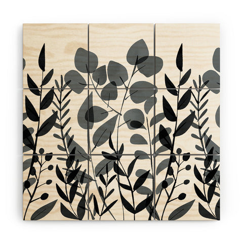 Emanuela Carratoni Classic Blue Leaves Wood Wall Mural