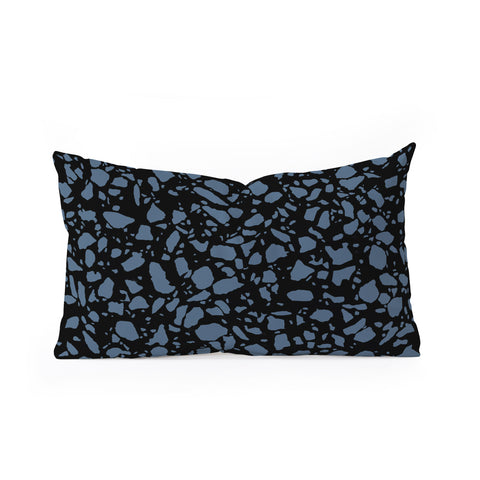 Emanuela Carratoni Classic Blue Terrazzo Oblong Throw Pillow