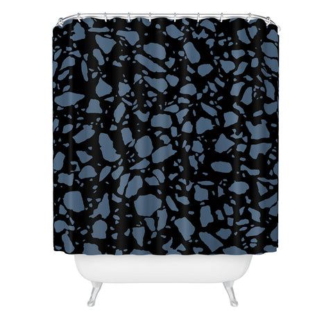 Emanuela Carratoni Classic Blue Terrazzo Shower Curtain
