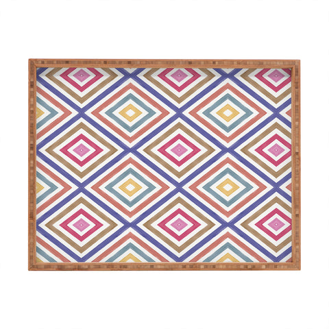 Emanuela Carratoni Colorful Painted Geometry Rectangular Tray
