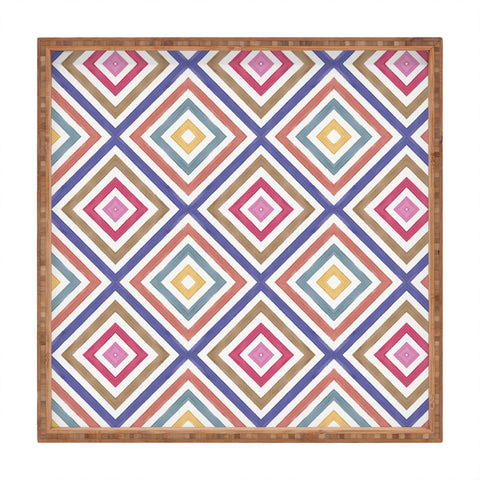 Emanuela Carratoni Colorful Painted Geometry Square Tray