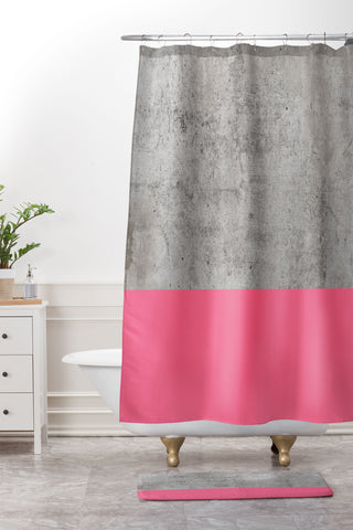 Emanuela Carratoni Concrete with Fashion Pink Shower Curtain And Mat