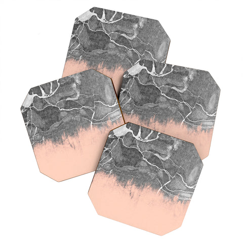 Emanuela Carratoni Crayon Marble with Pink Coaster Set