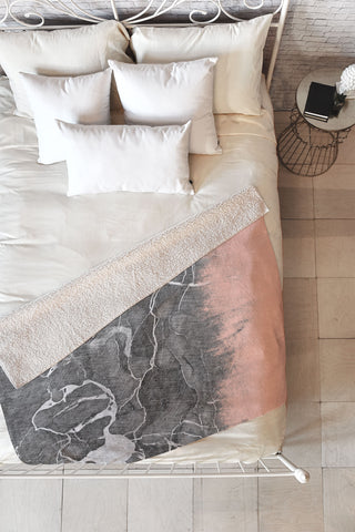 Emanuela Carratoni Crayon Marble with Pink Fleece Throw Blanket