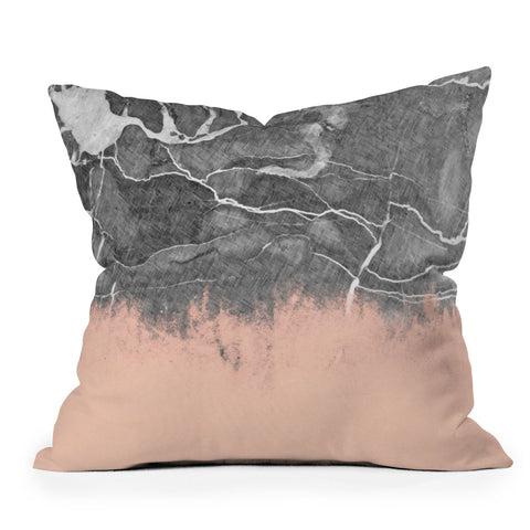 Emanuela Carratoni Crayon Marble with Pink Throw Pillow