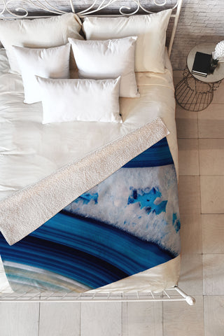 Emanuela Carratoni Deep Blue Agate Fleece Throw Blanket