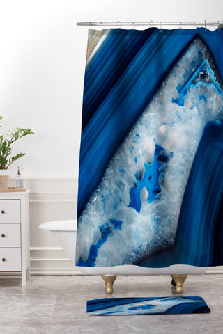 Emanuela Carratoni Deep Blue Agate Shower Curtain And Mat