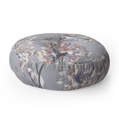 Emanuela Carratoni Delicate Floral Pattern Floor Pillow Round