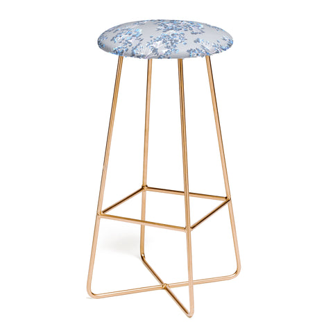 Emanuela Carratoni Delicate Floral Pattern in Blue Bar Stool