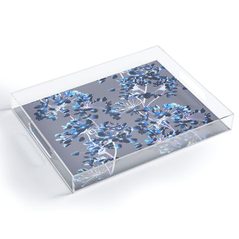 Emanuela Carratoni Delicate Floral Pattern in Blue Acrylic Tray