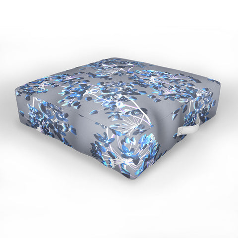 Emanuela Carratoni Delicate Floral Pattern in Blue Outdoor Floor Cushion