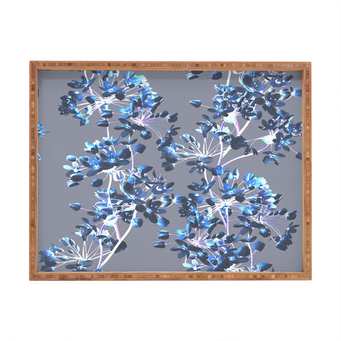 Emanuela Carratoni Delicate Floral Pattern in Blue Rectangular Tray
