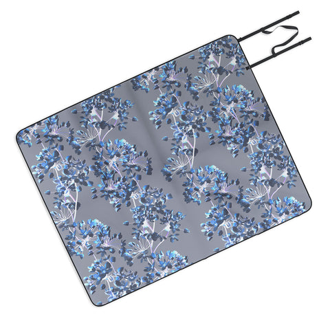 Emanuela Carratoni Delicate Floral Pattern in Blue Picnic Blanket