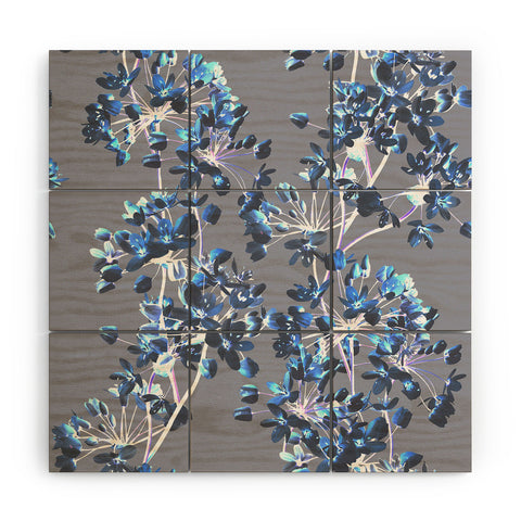 Emanuela Carratoni Delicate Floral Pattern in Blue Wood Wall Mural