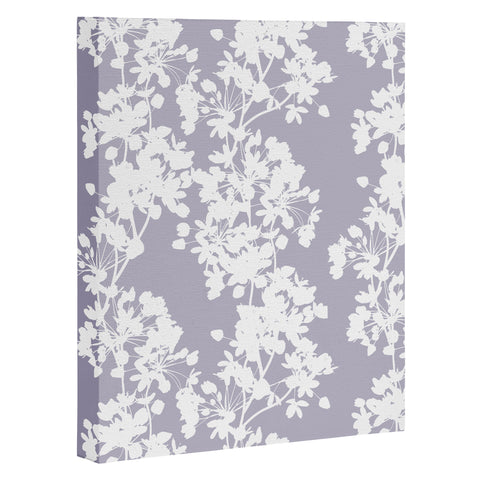 Emanuela Carratoni Delicate Floral Pattern on Lilac Art Canvas