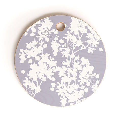 Emanuela Carratoni Delicate Floral Pattern on Lilac Cutting Board Round
