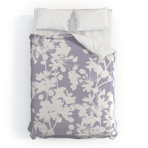 Emanuela Carratoni Delicate Floral Pattern on Lilac Duvet Cover