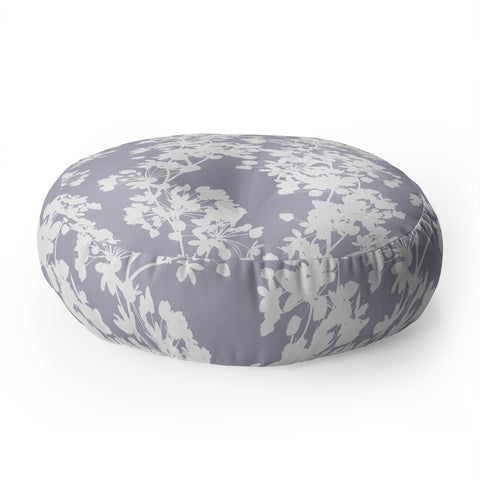 Emanuela Carratoni Delicate Floral Pattern on Lilac Floor Pillow Round