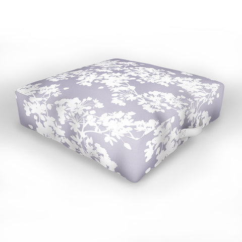 Emanuela Carratoni Delicate Floral Pattern on Lilac Outdoor Floor Cushion