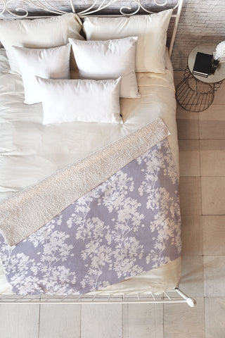 Emanuela Carratoni Delicate Floral Pattern on Lilac Fleece Throw Blanket