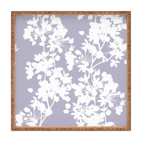Emanuela Carratoni Delicate Floral Pattern on Lilac Square Tray