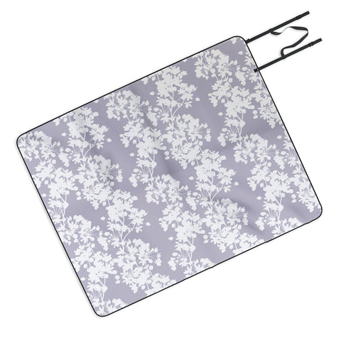 Emanuela Carratoni Delicate Floral Pattern on Lilac Picnic Blanket