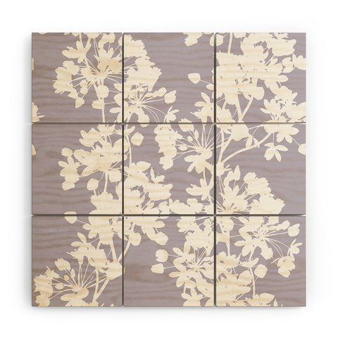 Emanuela Carratoni Delicate Floral Pattern on Lilac Wood Wall Mural