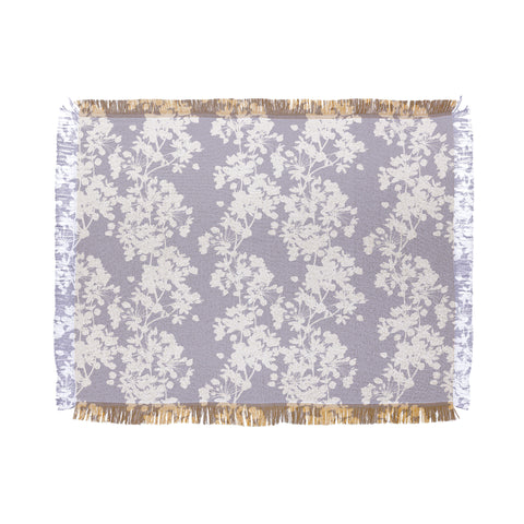 Emanuela Carratoni Delicate Floral Pattern on Lilac Throw Blanket